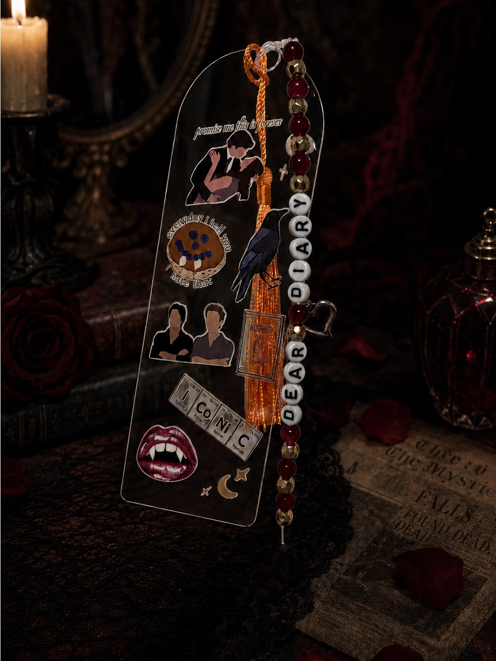 Vampire tv show fandom vibes hand crafted bookmark 🧛